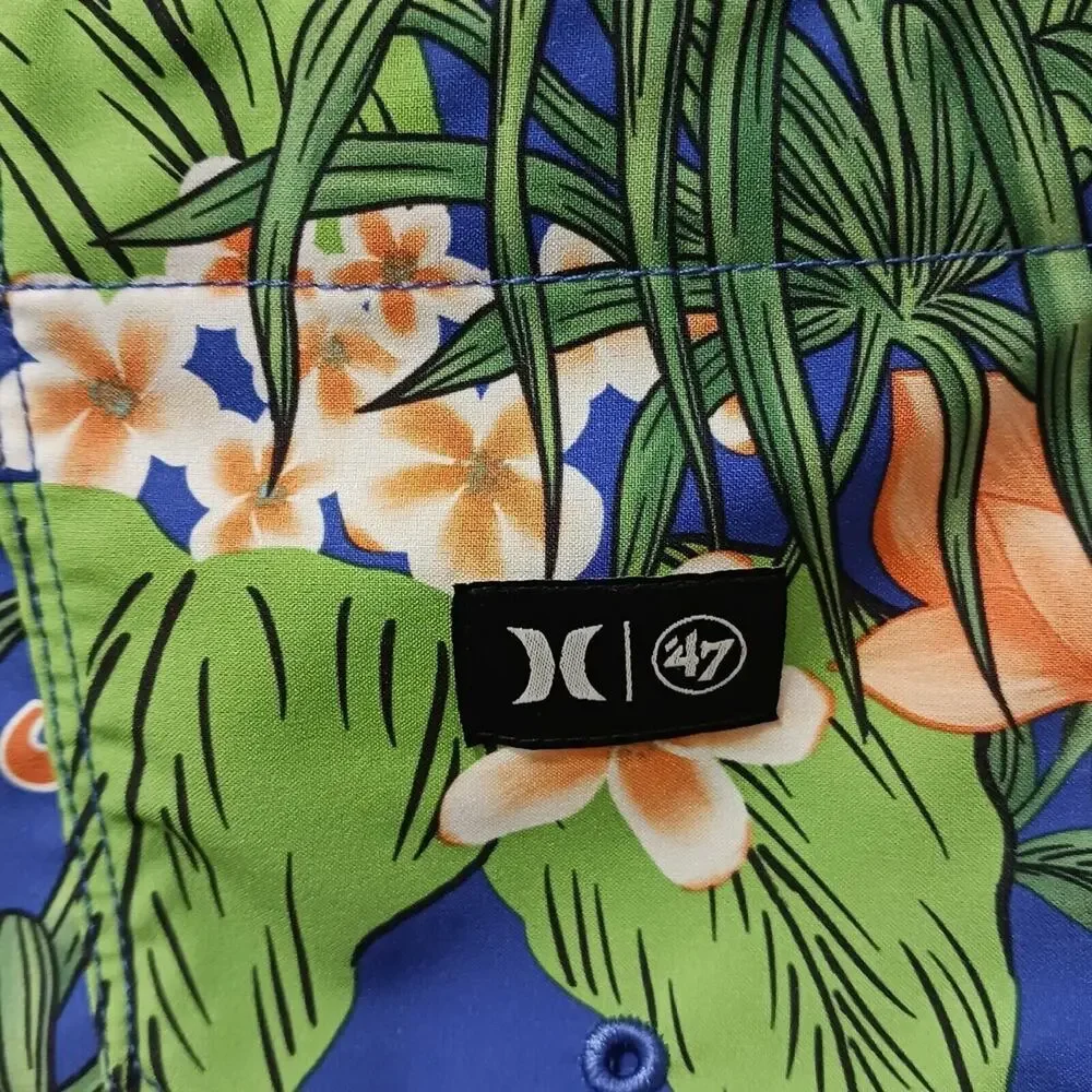 Hurley Swim Trunks MLB NEW YORK METS Men's XL BLUE Tropical Floral Board Shorts